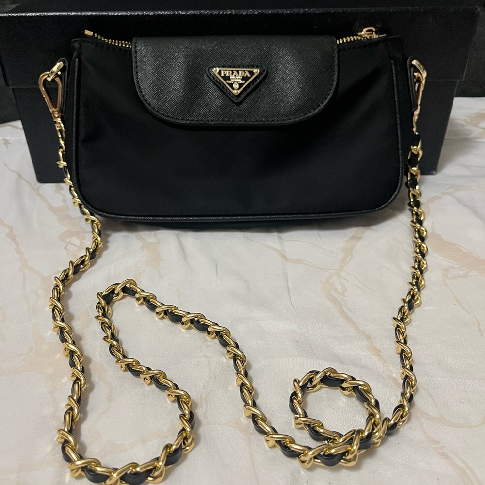 Black Nylon Saffiano Crossbody